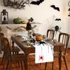 1pc White Halloween Table Runner with Spider Web Pattern Durproof Tablecloth for Halloween Themed Party Home Party Decoration