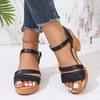 Women's Braided Chunky Heel Sandals Summer 2025 Ankle Strap Platform Gladiator Sandals Woman Fashion Woven High Heeled Sandalias