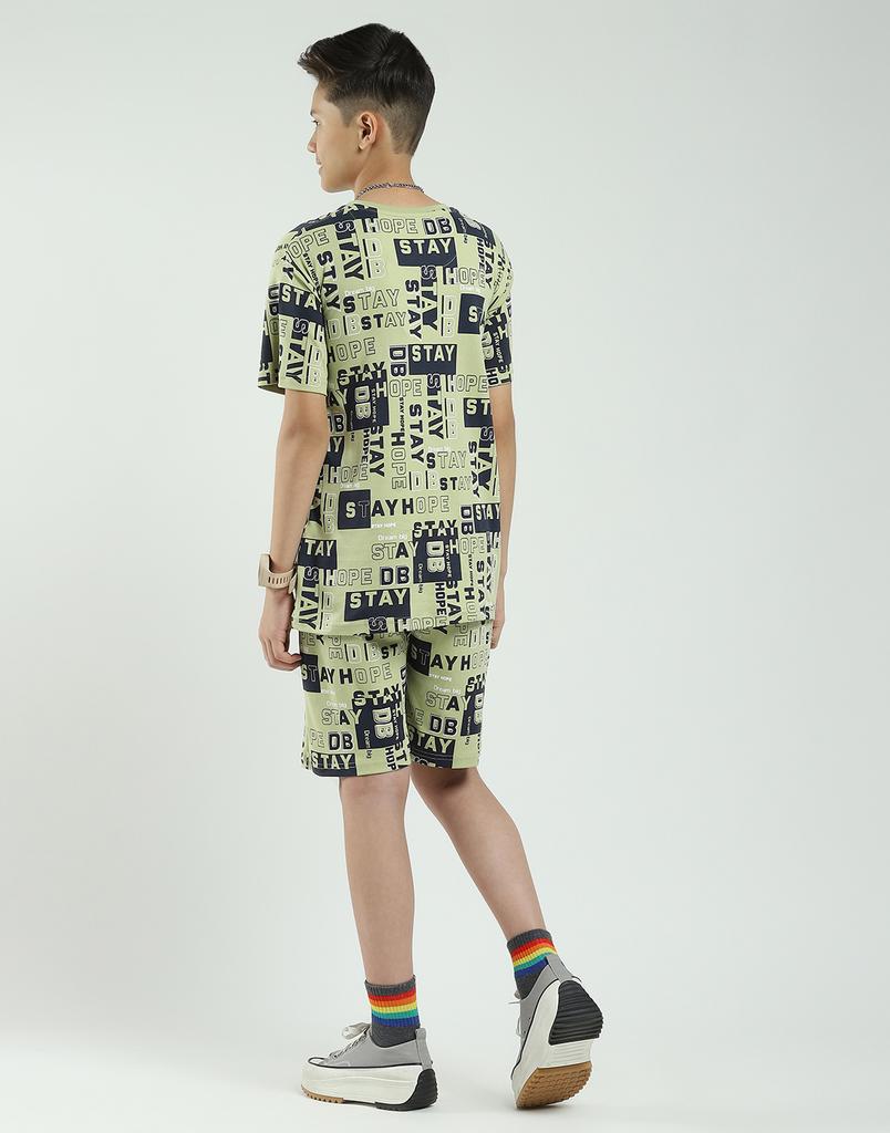 MONTE CARLO Boys Regular Fit Printed Half Sleeve Bermuda Set