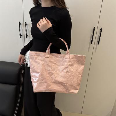 Large Capacity DuPont Paper Jelly Bag Fashionable Transparent Pvc Waterproof Hand Bag Children Kraft Paper Commuter Hand