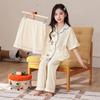Cotton Cartoon Pajama Set Girls 8 Years Short Sleeve Shorts 3-Piece Sleepwear Home Outfit