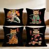 Japanese Style Cat Cushion Cover Multi-Scene Pillow Cover for Home & Car - Reversible, Soft & Durable for Daily Use