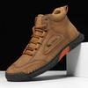 Large Size Men's Shoes, Leather Boots, Men's Fashion Stitched Shoes, Flat Bottomed Lace Up Martin Boots, Outdoor High Top Shoes