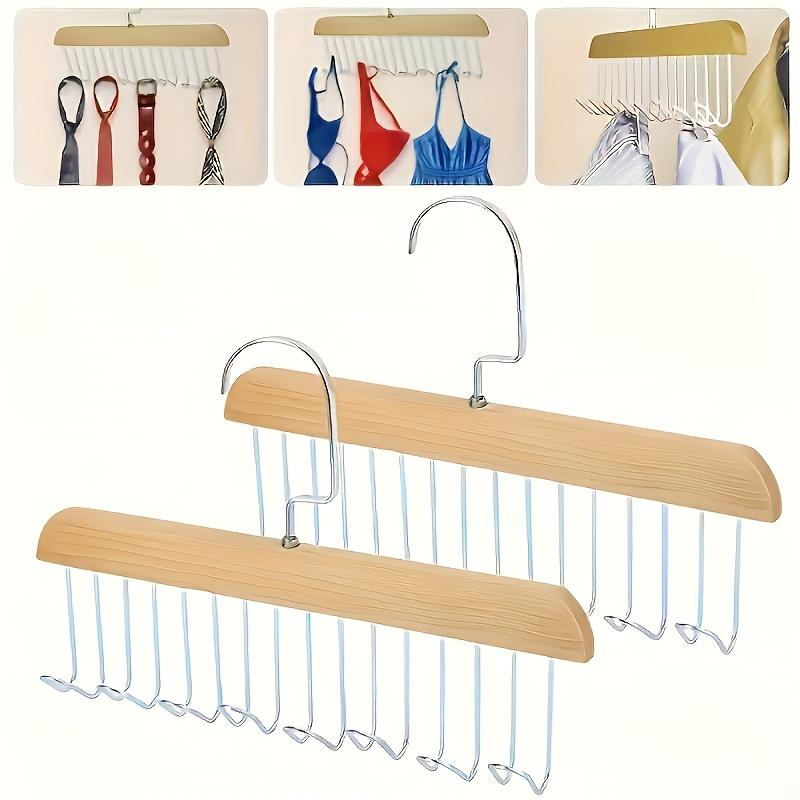 1pc Multi-functional Solid Wood Hanger Hook Women Storage Bra Hanger Home Belt Hanger Durable 8 Hooks Rack Closet Clothes Organizer