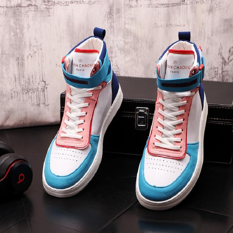 Moda Brillante zapatos altos para hombre nueva moda de otoño botas cortas todos los zapatos casuales zapatos altos de skate