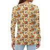Women's Fashion Hem Slit Casual Halloween Printed Round Neck Long Sleeve Top