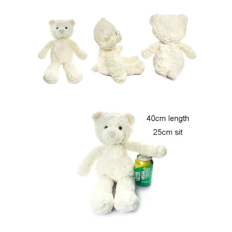 40 Cm White Bear Stuffed Animal with Hear Shape Nose Fluffy  Bear Soft Plush Toys Home Decor Wedding Birthday Gifts