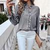 2026 Spring/Summer Women's Elegant Ruffle Plaid Long Sleeve Shirt