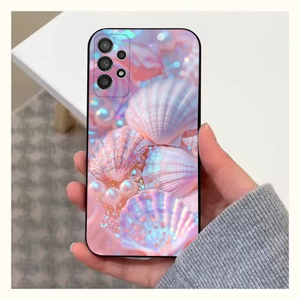 Dazzling Pink Conch Case For Samsung S21,S9,S22,S25,S20,S10,Plus,Ultra,S24,S23,FE,Lite,Soft Silicone Black