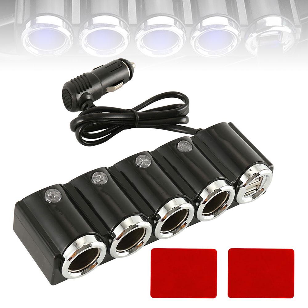 

DC 12V/24V 4 Way Auto Car Cigarette Lighter Socket Splitter Power Charger Adapter Charging Dual USB Ports for Smartphones Hot чёрный