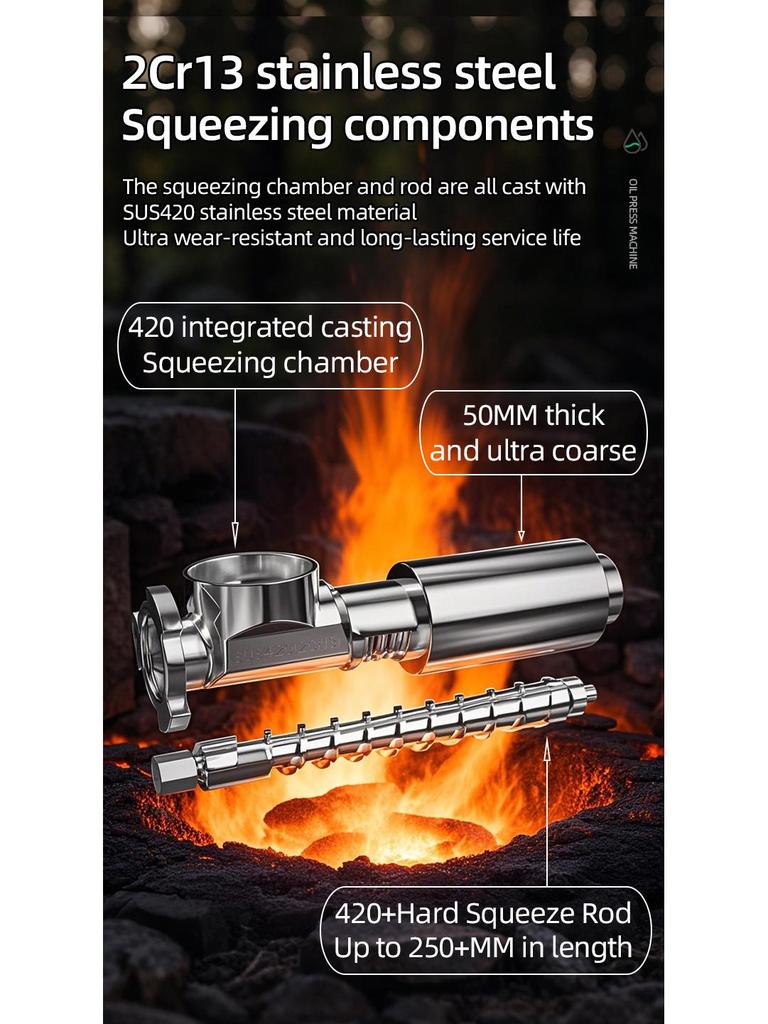 2025 Stainless Steel Home Oil Press Machine - 1100W High Power for Commercial Use