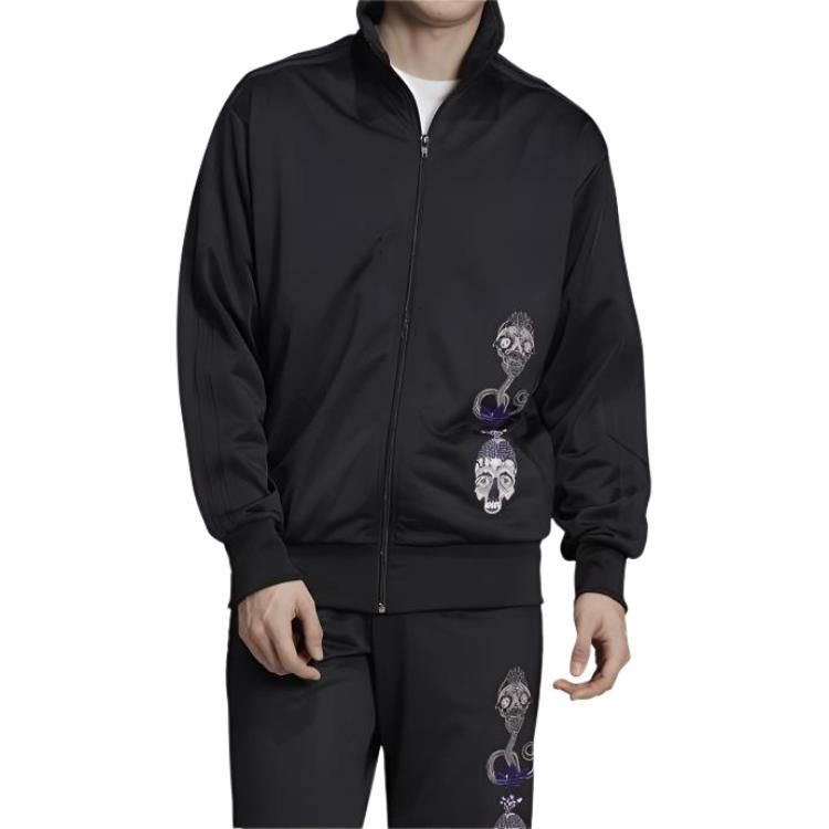 adidas Originals Trefoil Gallery Fb Track Top Abstract Painting Stand Collar Jacket Men Tops Black ED9358