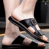 Pantoufles en cuir pour hommes Été Extérieur Boucle de ceinture Pantoufles Sandales décontractées Chaussures de plage pour hommes Pantoufles tendance Sandales pour hommes