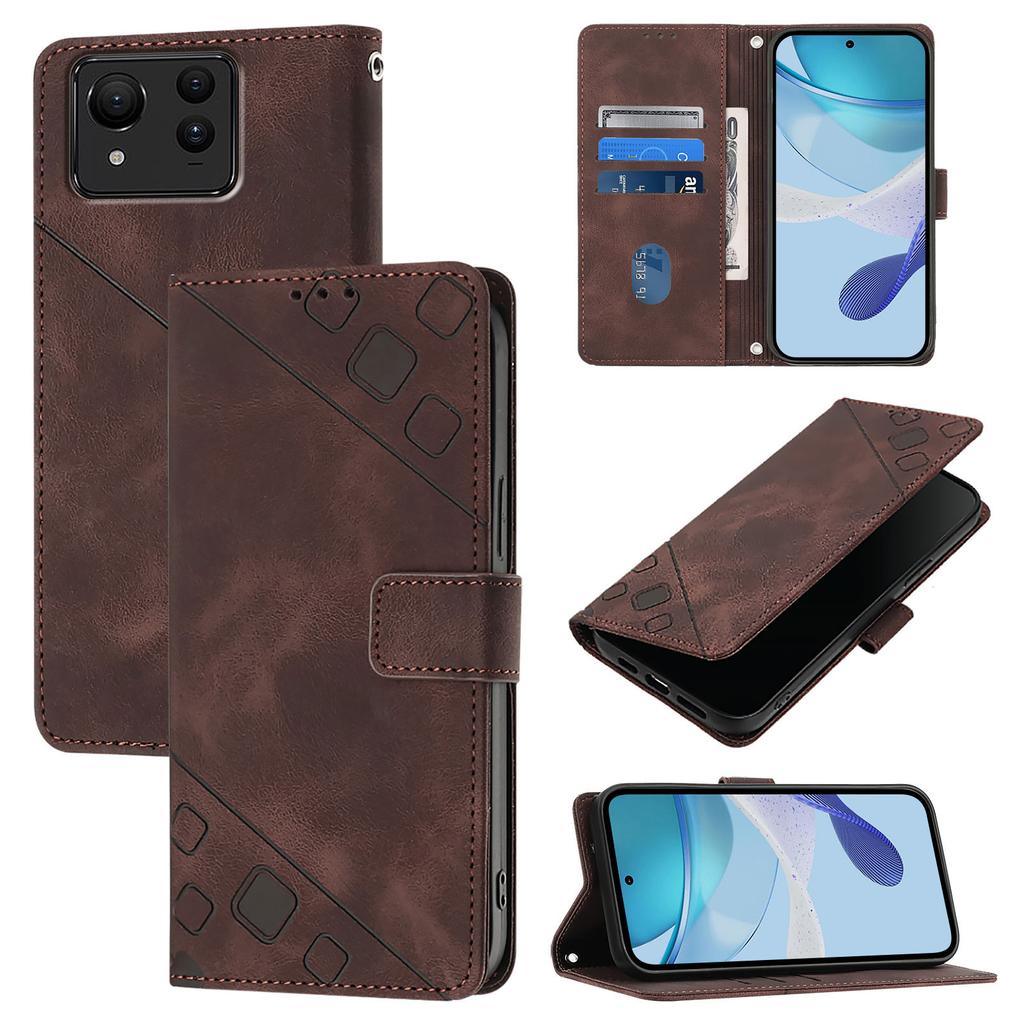 Fashionable Geometric-Patterned Wrist-Strap PU Leather Phone Wallet Case for Asus Zenfone 11 Ultra,12 Ultra,Asus ROG Phone 8,8 Pro,ROG Phone 9,9 Pro