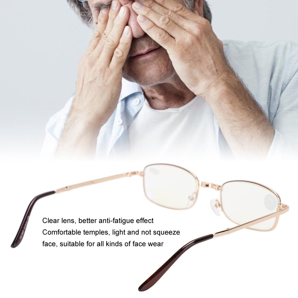 Folding Presbyopic Glasses Blue Light Blocking Anti Fatigue Reading Glasses for Men Women(+150 Gold Frame)