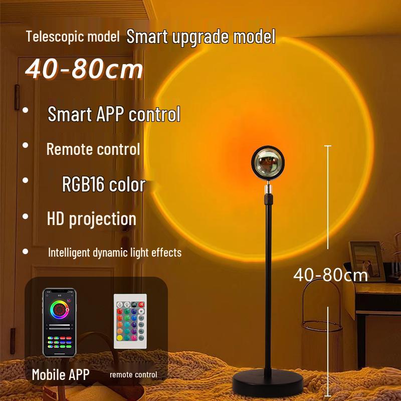 Sunset Lamp: Smart App Dimmable Light for Bedroom, Living Room, and Photography Decor.