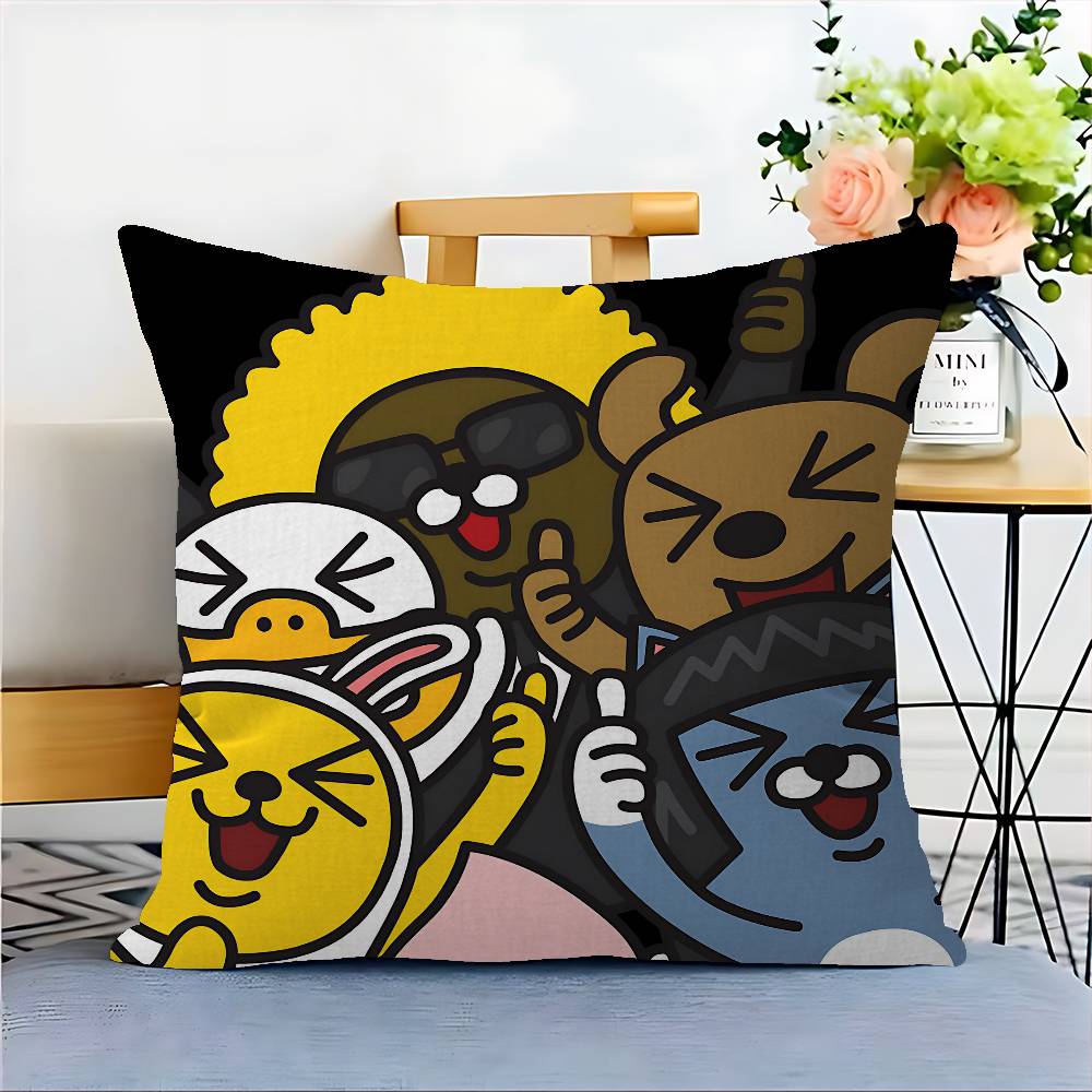 

K-KAKAOS FRIENDS Cartoon Personalized Pillow Cover Kids Bedroom Wild Party Decor Pillowcase Kid Birthday Shower Gift 12x12Inch