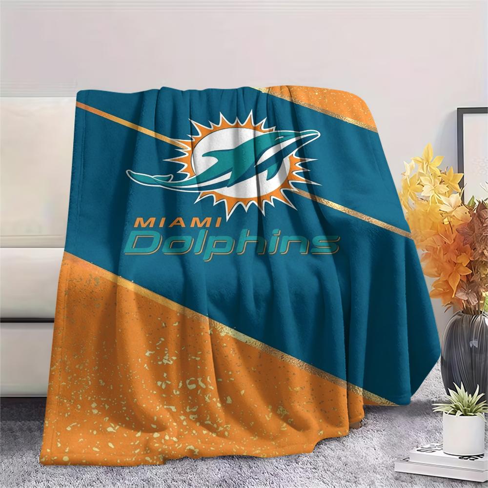 Miami Dolphins Print Flannel Blanket, High Quality Comfortable for All Seasons, Home Decor, Warmth and Comfort, Perfect for Christmas Gifts