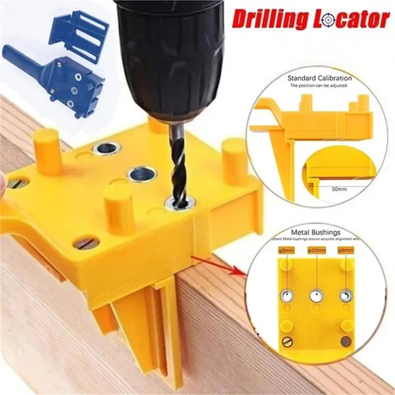 Handheld Drill Guide Woodworking Tool - Dowelling Jig Straight Hole Locator, Hole Saw Drill Bits Positioning Tool