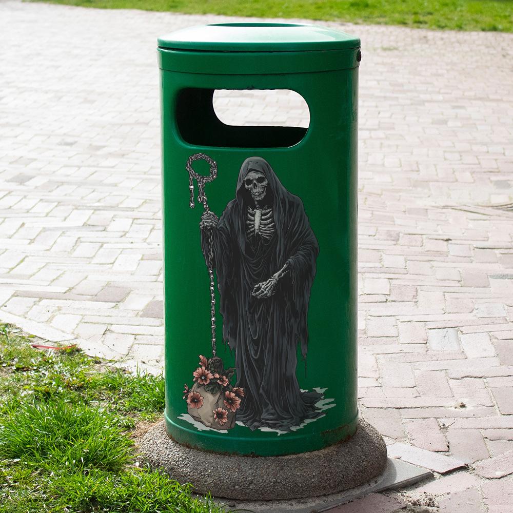 Halloween Creative Skeleton Man Trash Can Festive Atmosphere Decorative Stickers