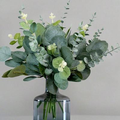 3/6/9 Stück Eukalyptus Künstliche Pflanze Strauß Fake Pflanze für Zuhause Schlafzimmer Dekoration Garten Hochzeit Dekoration Außenvasen Verzierung