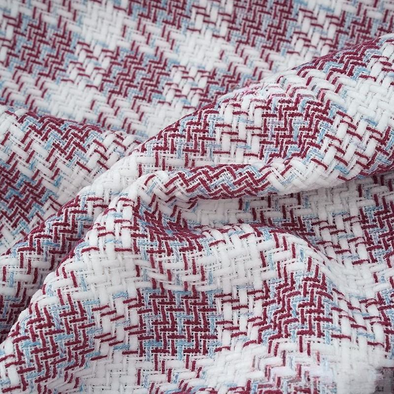 Woolen Tweed Plaid Chenille Fabric Woven Small Fragrant Fabric DIY Elegant Fashion Coat Skirt Designer