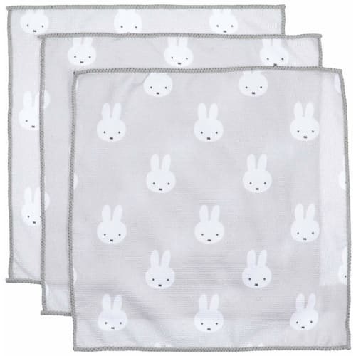 Okato DickBruna Miffy Microfiber Towels, 30x30cm, Set of 3, Miffy Face Only, Approx. 30cm X 30cm