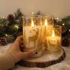Gold Christmas LED Flameless Candle for Holiday Decor, Requires 3 AAA Batteries