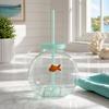 Fish Bowl Bottle with Straw, Plastic Fishbowl Tumblers with Lids, Unbreakable Ornament Cups for Drinks Summer Drink, Fashioned Table Goldfish Bowl