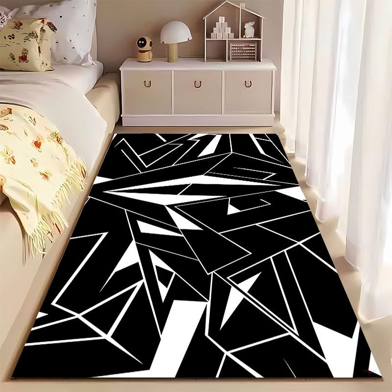Abstract Black Geometric Design Suitable As a Non-slip Mat for the Living Room or Bedroom Sofa