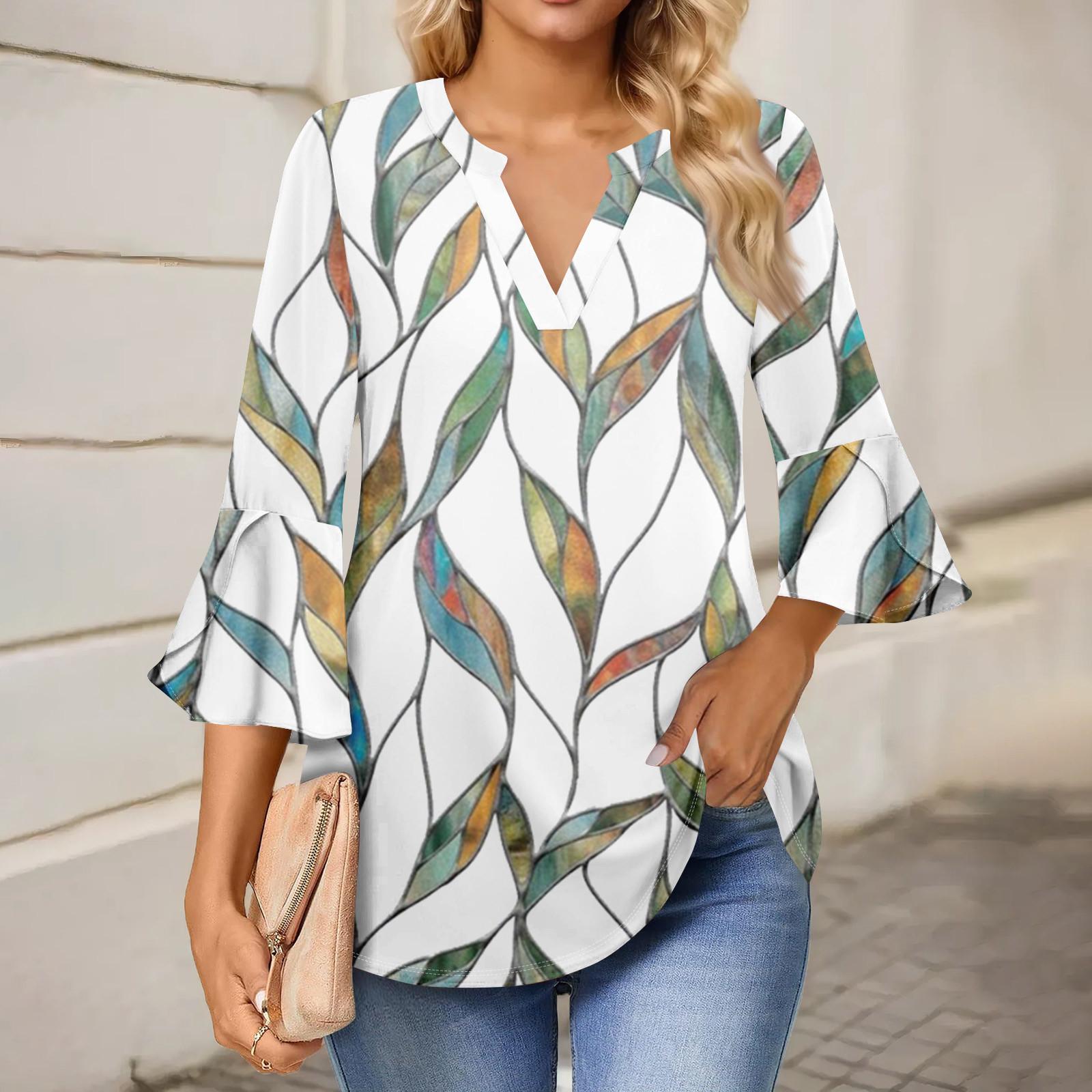 

Женская рабочая рубашка с плиссировкой и рукавом 3/4, рубашка с V-образным вырезом, повседневная рубашка с завязками на талии, деловая рубашка XL белый