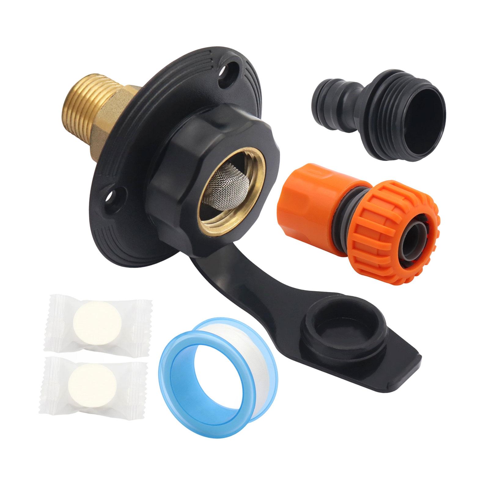 

RV Fresh Water Inlet with Check Valve Accessories Easy to Install Hose Connector for Campers Motorhomes Trailers Boats чёрный