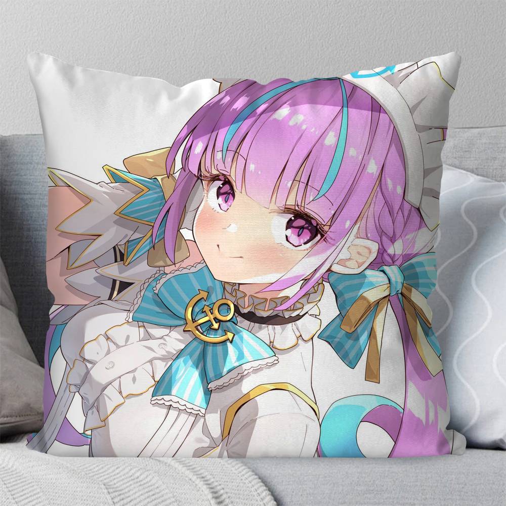 Minato Aqua Animation HHololive Pillow Case Fashion Square Pillowcase Bedroom Sofa Room Ins Decoration Leisure