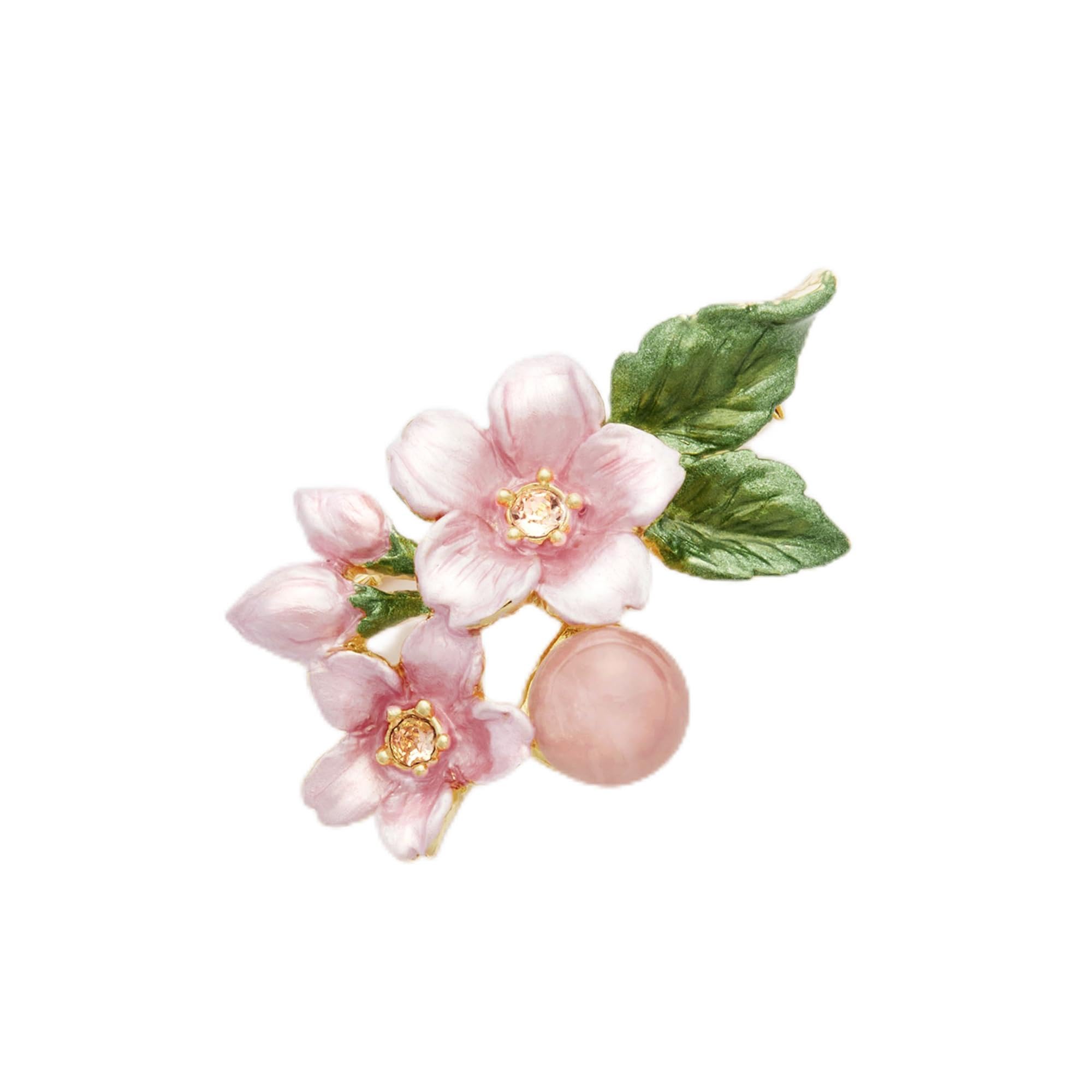 

Rose Quartz Cherry Blossom Brooch VBRV4187 RQ [Vendome Boutique]
