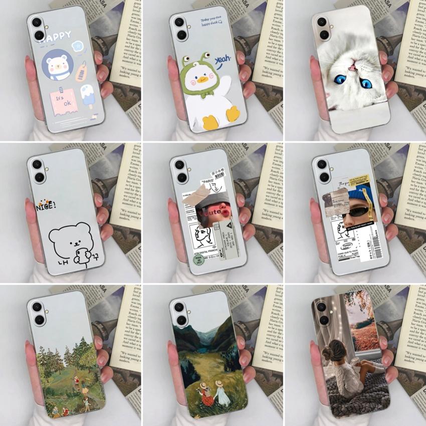 Für Samsung A07 A71 A53 A17 A37 A54 M36 F36 F56 Handyhülle Niedliches Junge Mädchen Etikettenmuster Transparentes TPU Silikon Modehülle Für Samsung Bumper Case