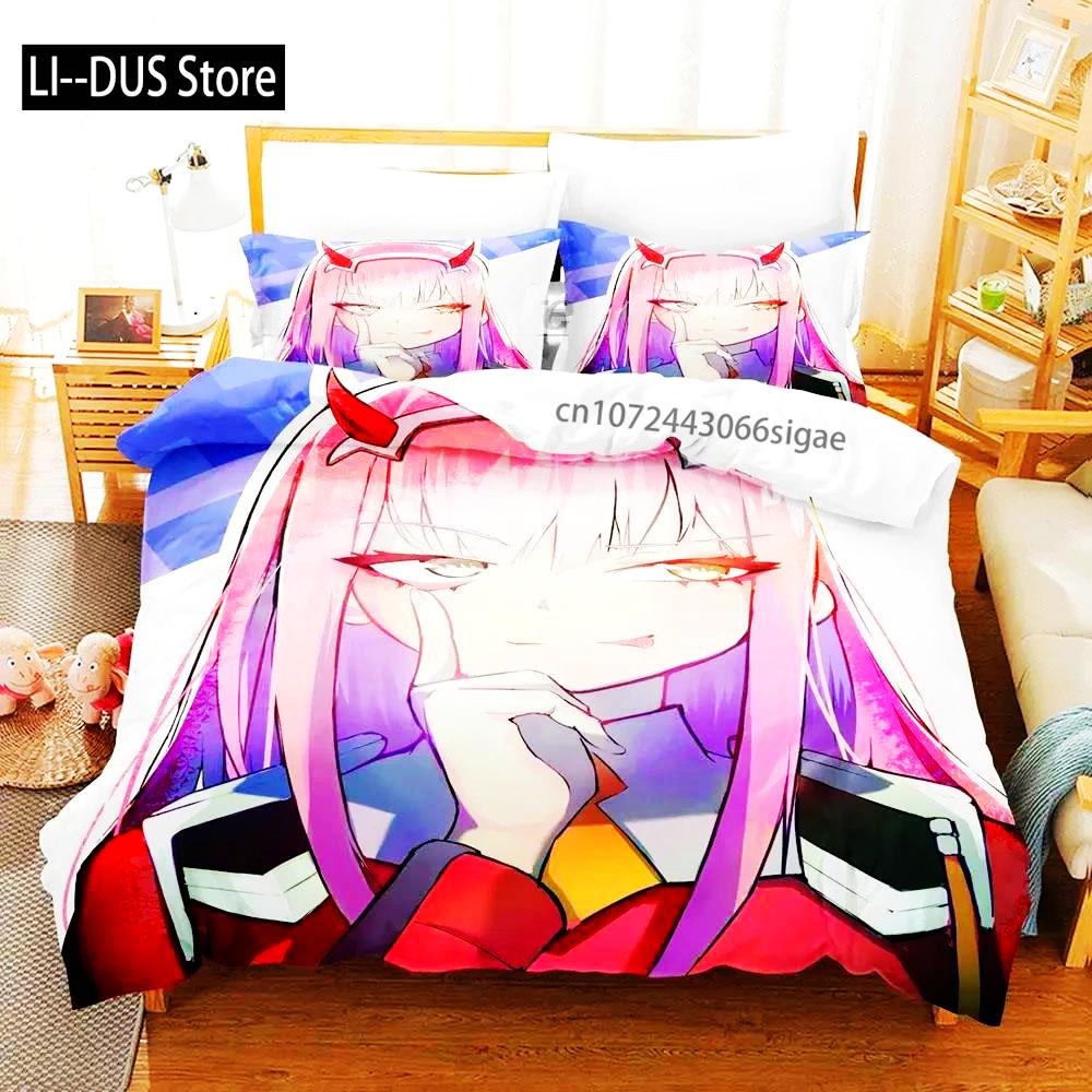

Comforter Darling In The Franxx Bedding Set Boys Bedroom 3D Bed Sheet Single Twin Full Queen King Size Bed Set Comforter (quilt)-EU Single(135*200cm)3pcs