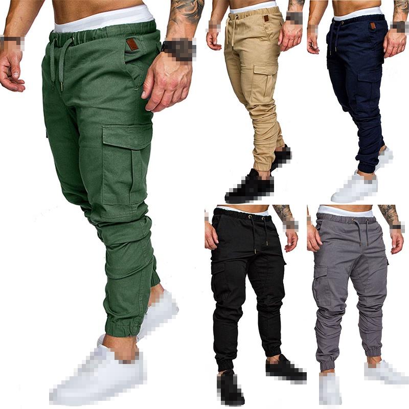 Mens Urban Fashion Slim Fit Zipper Shirring Twill Cargo Jogger Pants In Premium Quality Cotton Blend