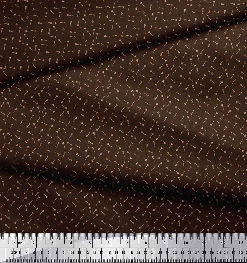 Soimoi Japan Crepe Satin Fabric Key Shirting Fabric Prints By Metre 42 Inch