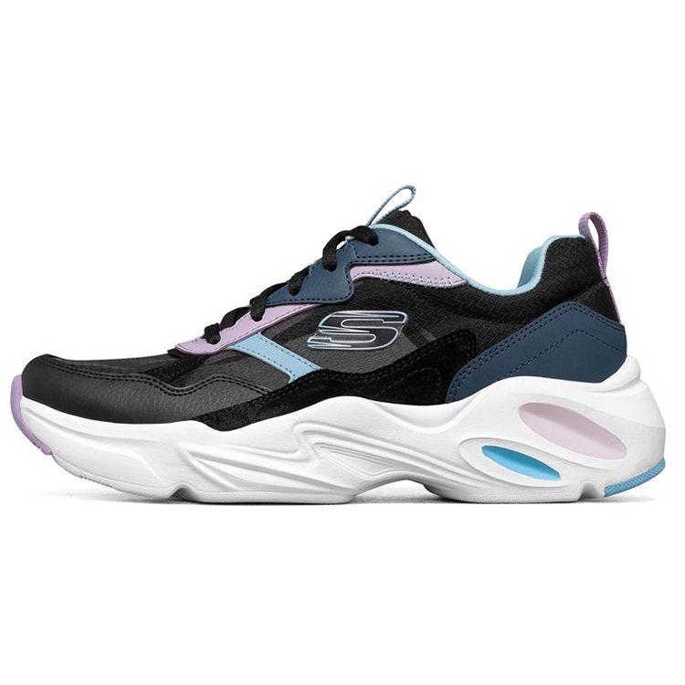 Skechers Stamina Airy Women Black Blue Low Top Dad Shoes Mesh Synthetic Leather Trendy Versatile 896003-BKMT 35