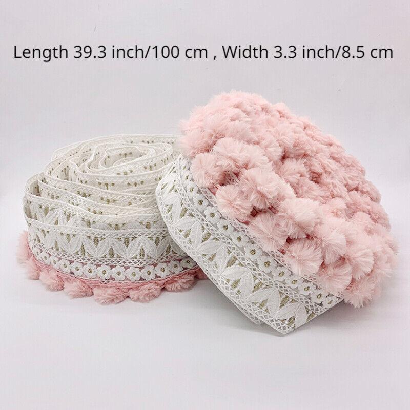 2/4/6 Meter Pompon Kugel Quaste Fransen Spitze Besatz Band Applikation Stoffbesatz Kante Vorhang Sofa Deko DIY Polsterung