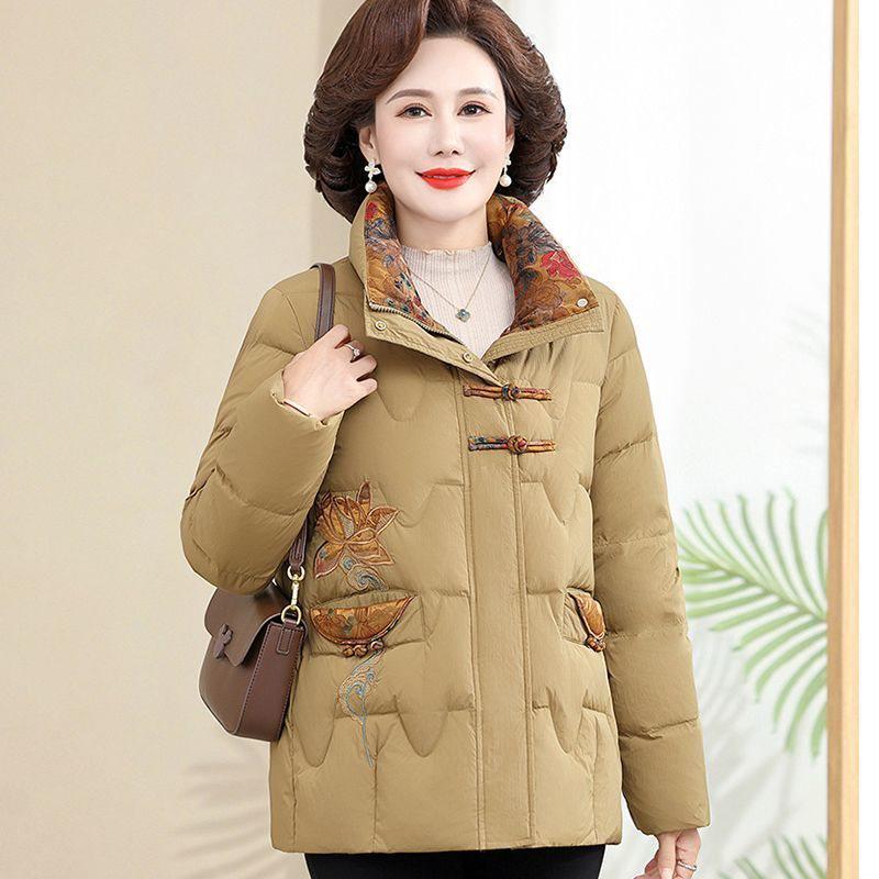 

Women s Winter Slim Fit Fashion Cotton-Padded Jacket - New Thick Coat for Middle-Aged and Elderly Moms 3XL (124-140 jin)