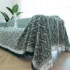 French Rustic Interweaving Grid Tablecloth Tassel Edge Coffee Table Mat Table Cover  Bedside Table