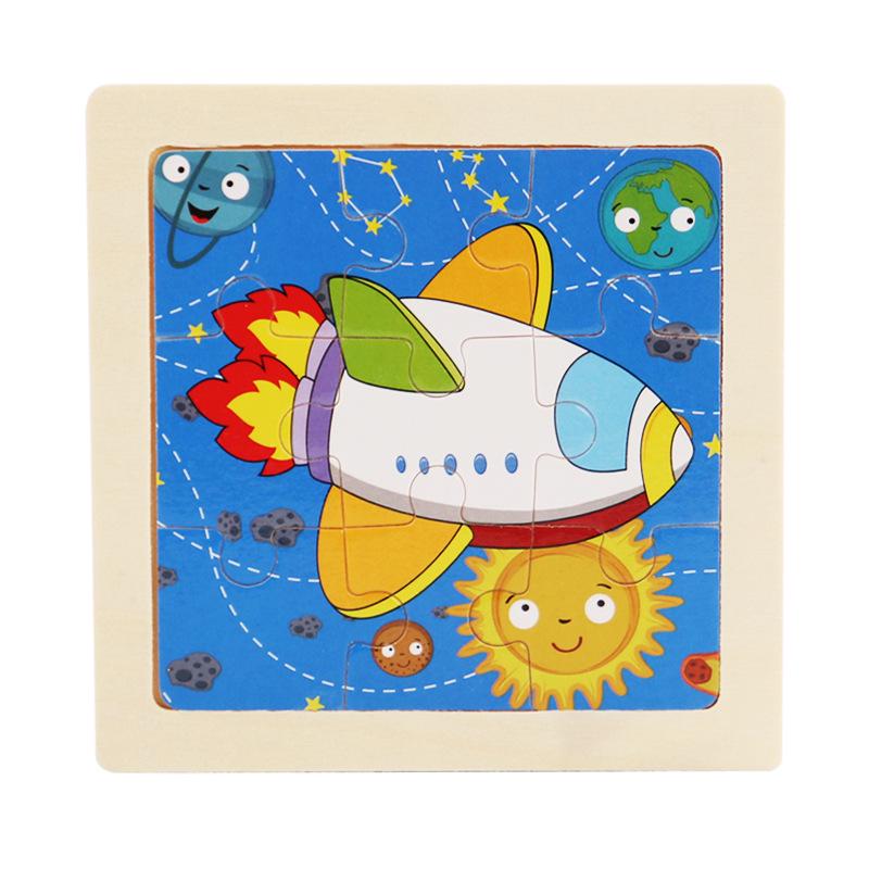 9-Piece Wooden Cartoon Animal Transport Jigsaw Toy for Early Education