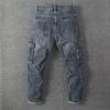 2023 Trendige Amerikanische Retro Herrenbekleidung: Gerade Jeans mit mehreren Taschen im Loose-Fit für den Herbst
