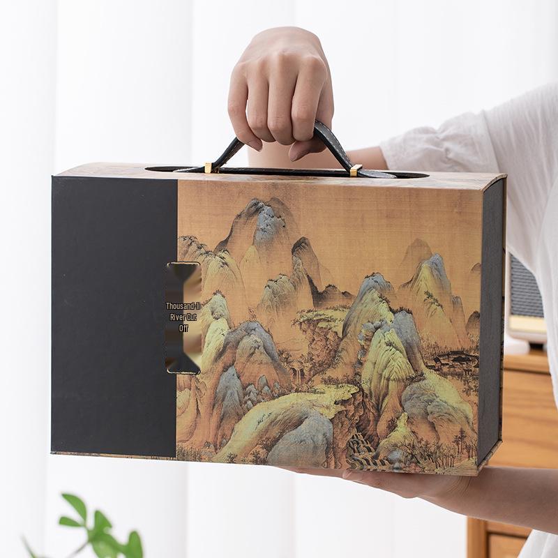 A Thousand Li of Rivers and Mountains Gift Box: Mid-Autumn & Birthday Souvenir Tea Set for Company Events