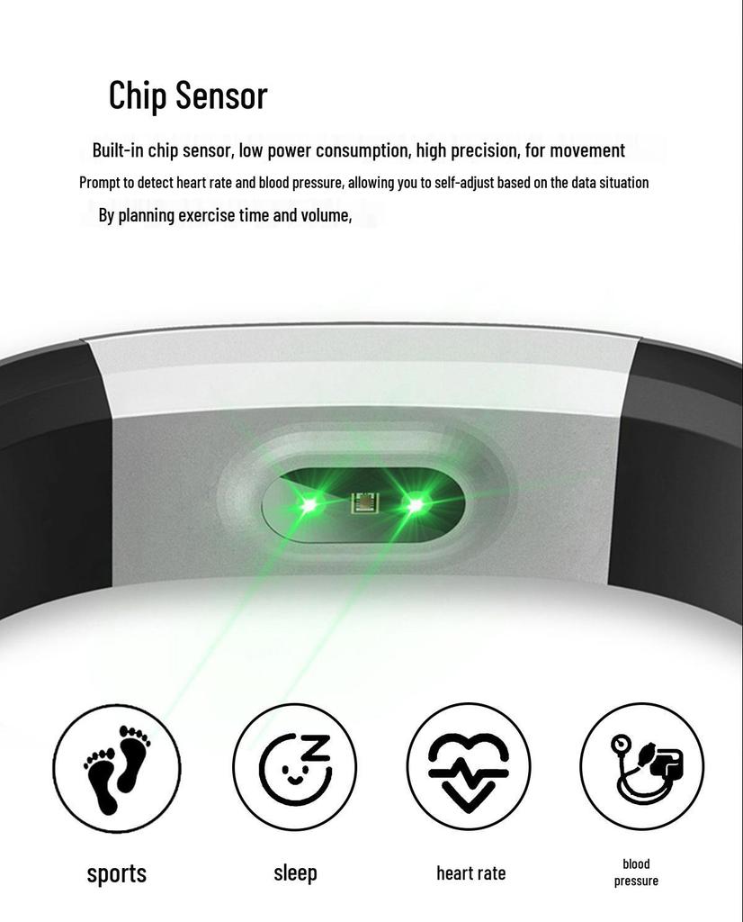 115Plus Wasserdichtes Bluetooth Smart Armband - Herzfrequenz-, Blutsauerstoff-, Blutdruckmessgerät für Erwachsene