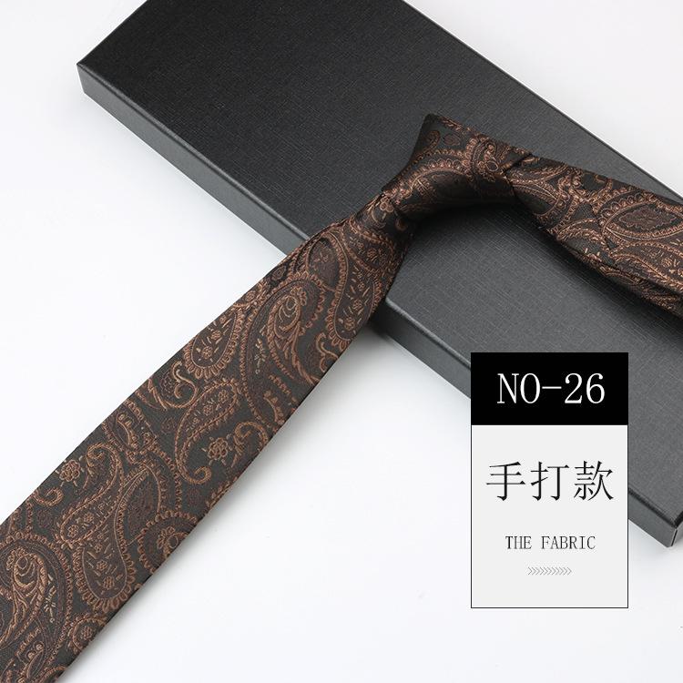 Tie Men'S Cashew Pattern Jacquard High-End National Style Retro Narrow 7Cm Hand-Tied Business Dress Tie