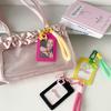 Creative PU Leather Card Holder Double Card Slot with Lanyard Photos Protective Cover Card Bag