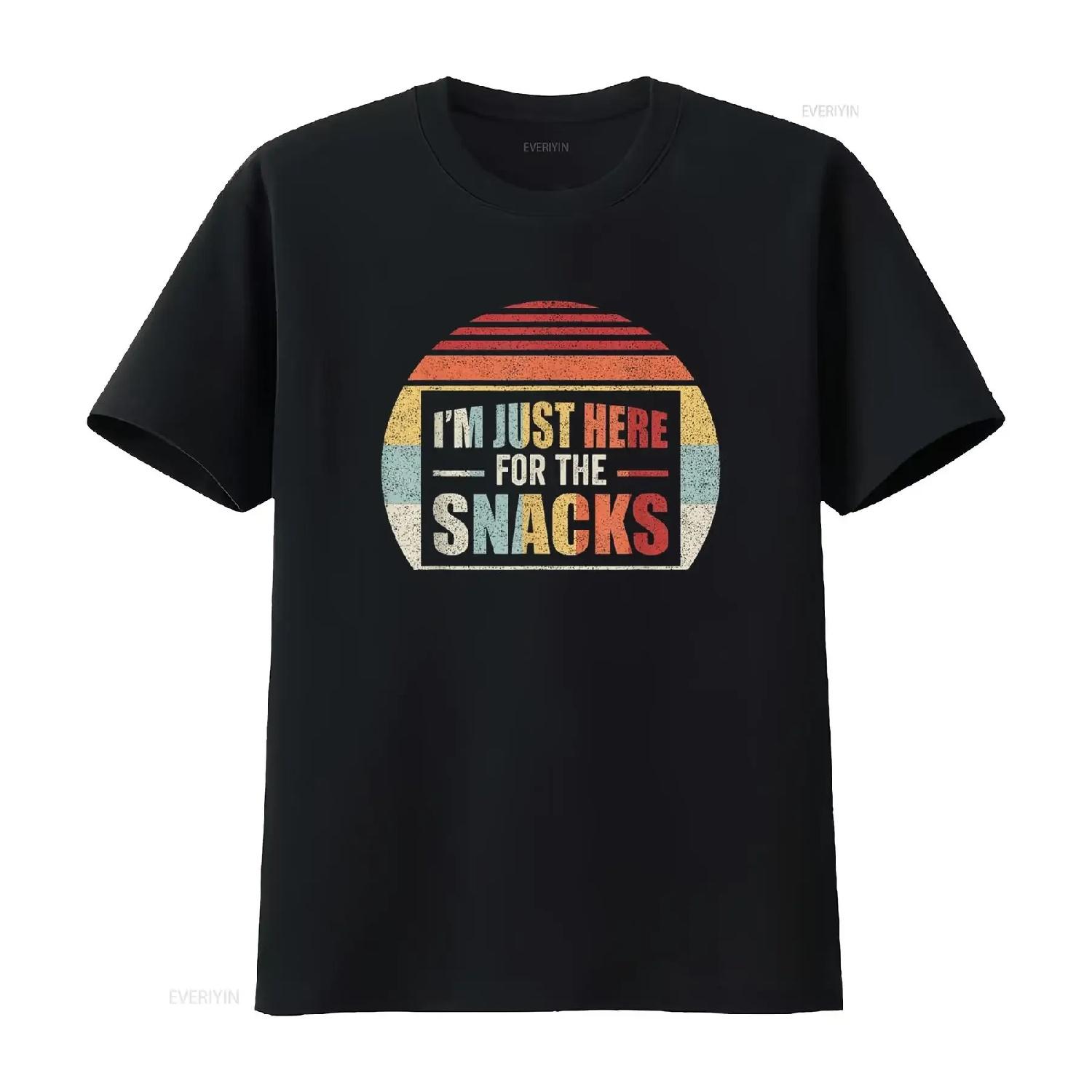 

Retro Vintage I m Just Here For The Snacks Funny Food Snack T Shirt vintage Washed Stylish Stretched homme Slightly fashion S чёрный