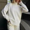 Amazon European and American Cross-Border Autumn and Winter Loose Half-Turtleneck Simple Casual Solid Color Pullover Knit Sweater Versatile Sweater